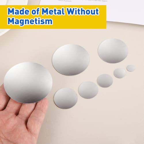 50pcs Adhesive Metal Plate for Phone Magnet (0.39 Inch) - Round Iron Stickers Universal Plates Sheets for Magnetic Car Mount Holders/Phone Case/Wall